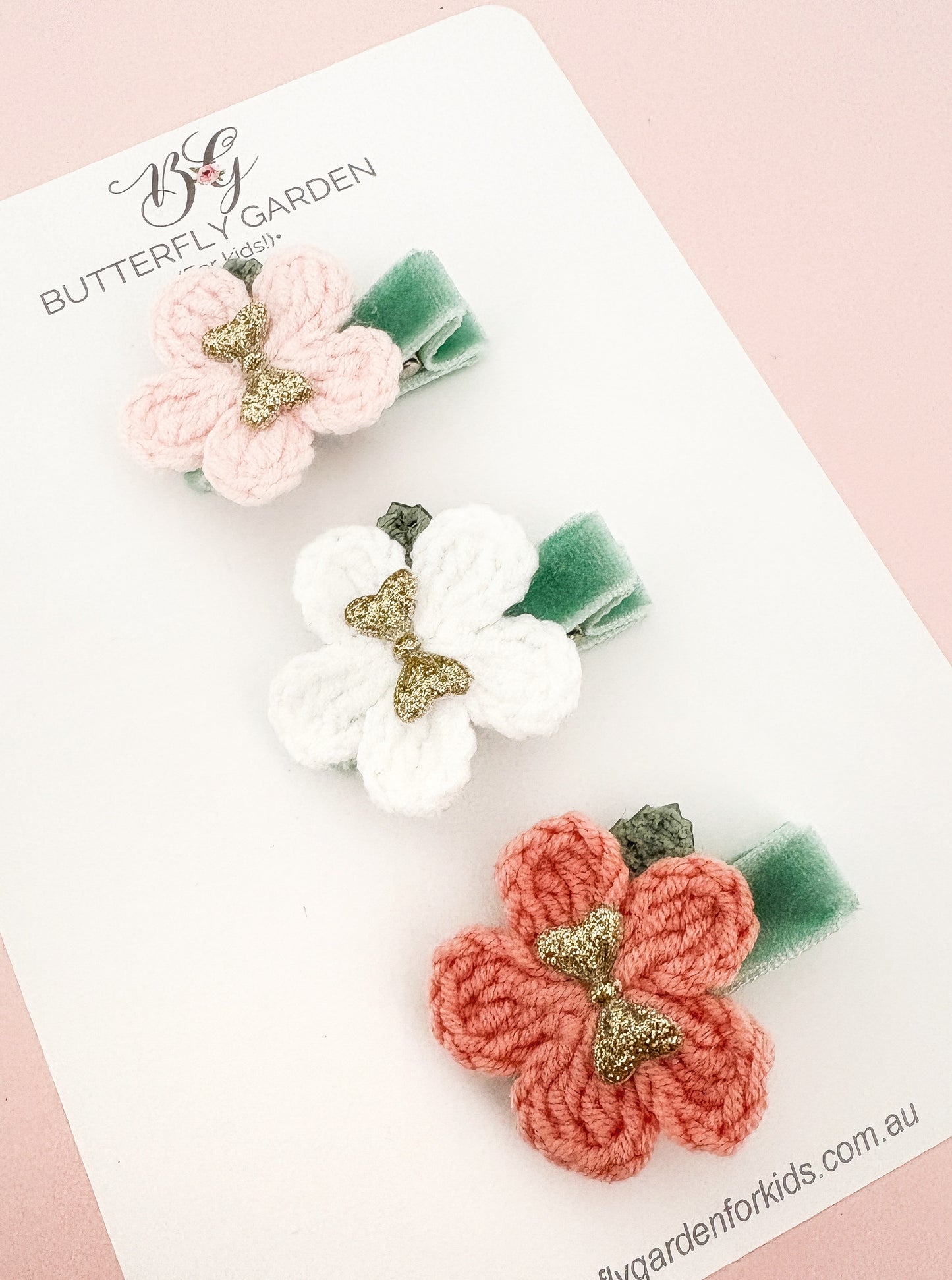 Ophelia trio of Crochet fringe clips