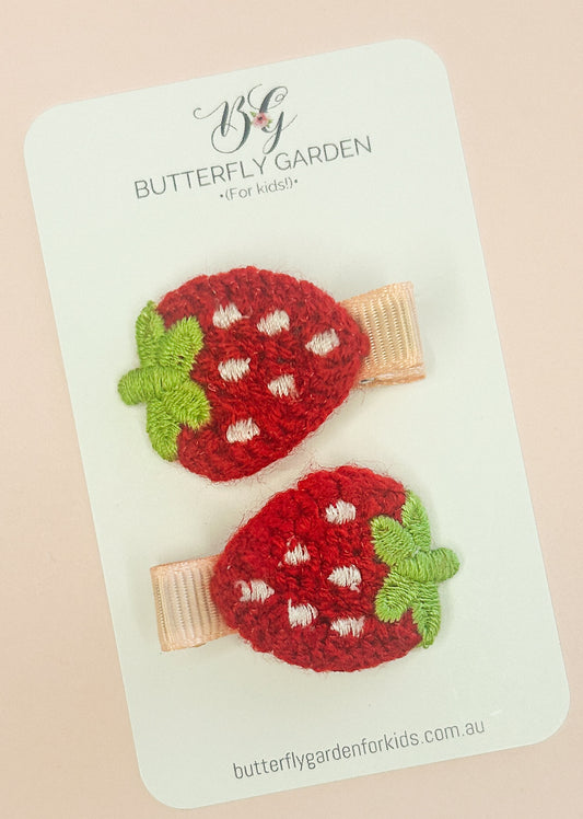 Red Strawberry fringe clips - Single or Pair