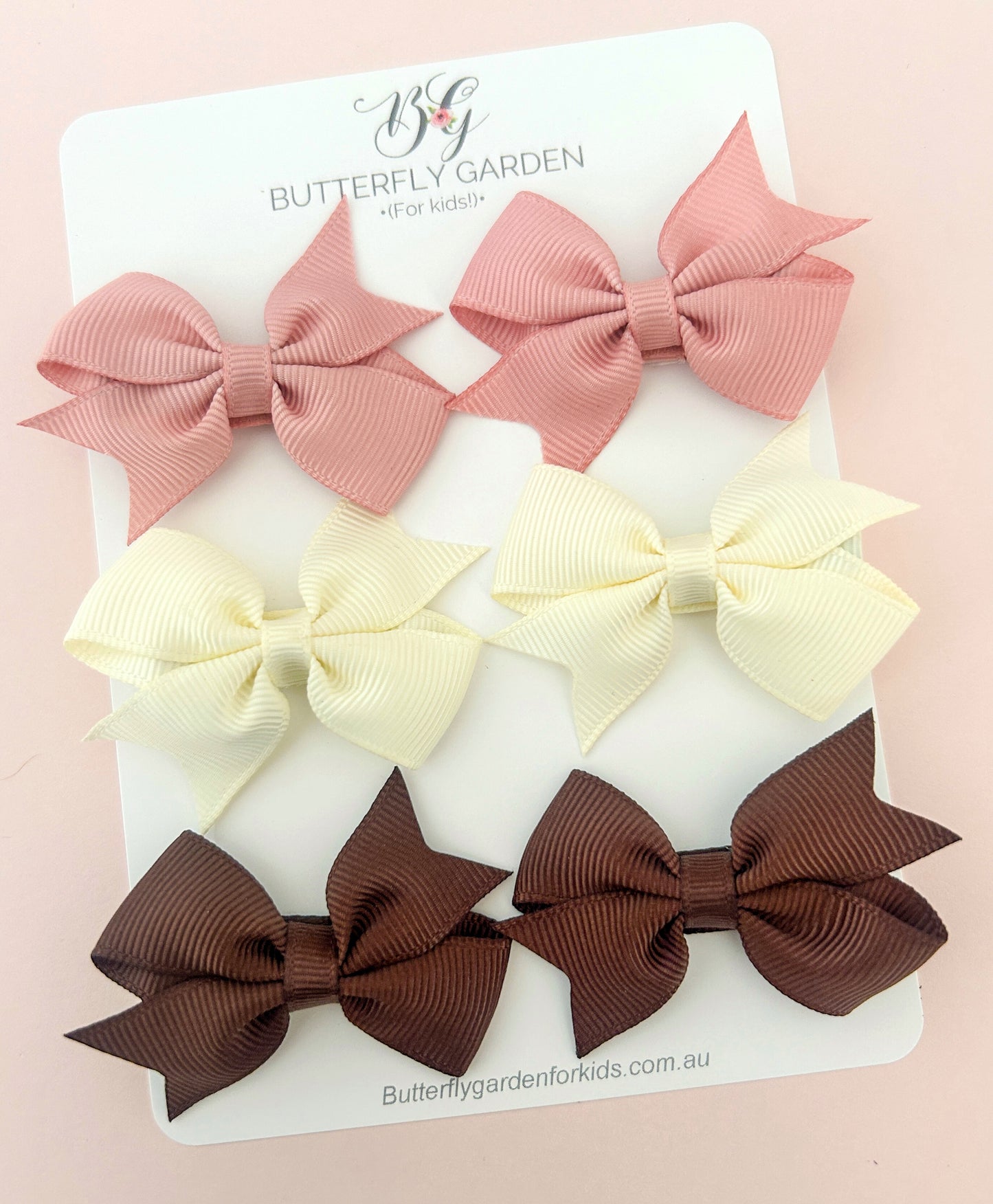 Mini Grace Bows Twinset - nonslip clips Essentials pack - Neapolitan