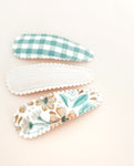 Sophie fabric snap clip trio