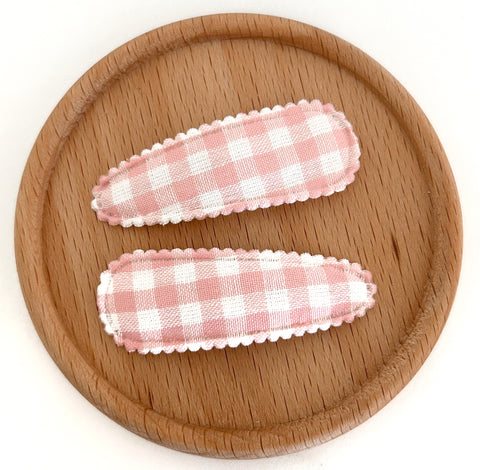 Fairy Floss Gingham fabric snap clip duo