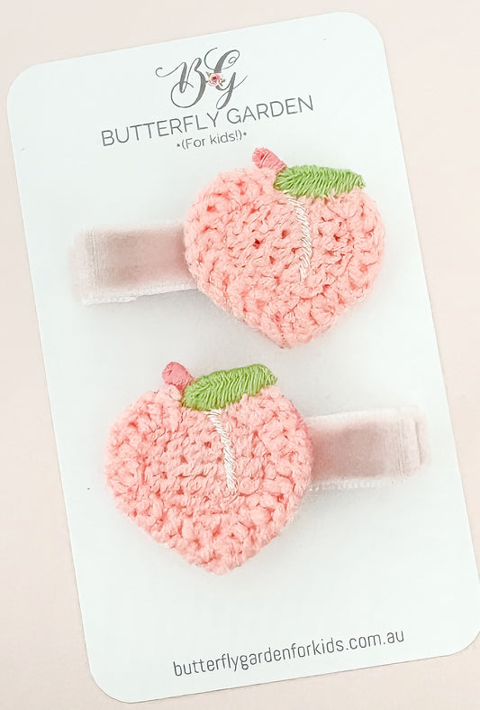 Velvet Peach Fringe Clips