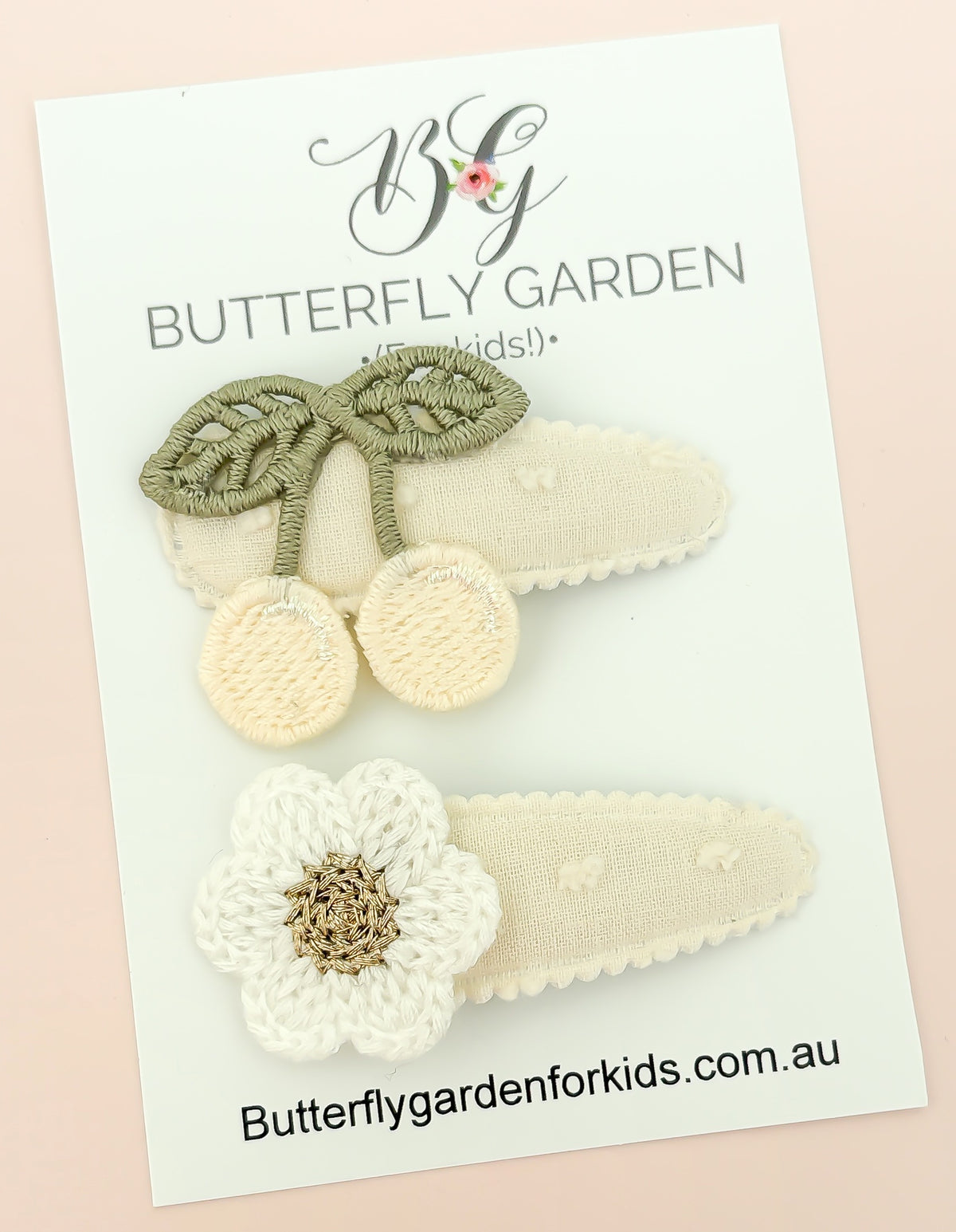 Cherry Blossoms Snap Fringe Clips- Pink or Ivory set