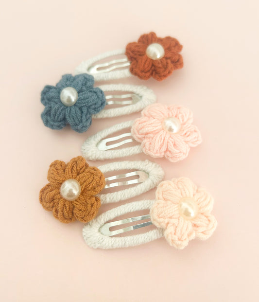 Ella crochet bloom clips - 6 colours to choose from!