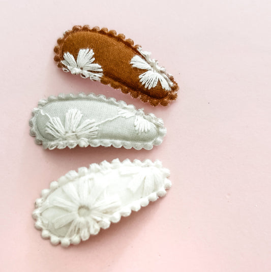 Latte Trio embroidered Mini Cotton Snaps