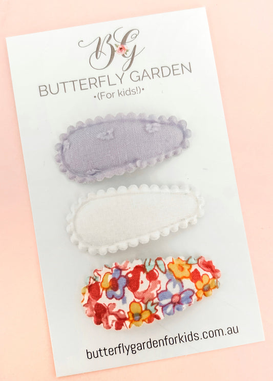 Lilac Bloom trio Mini Cotton Snaps