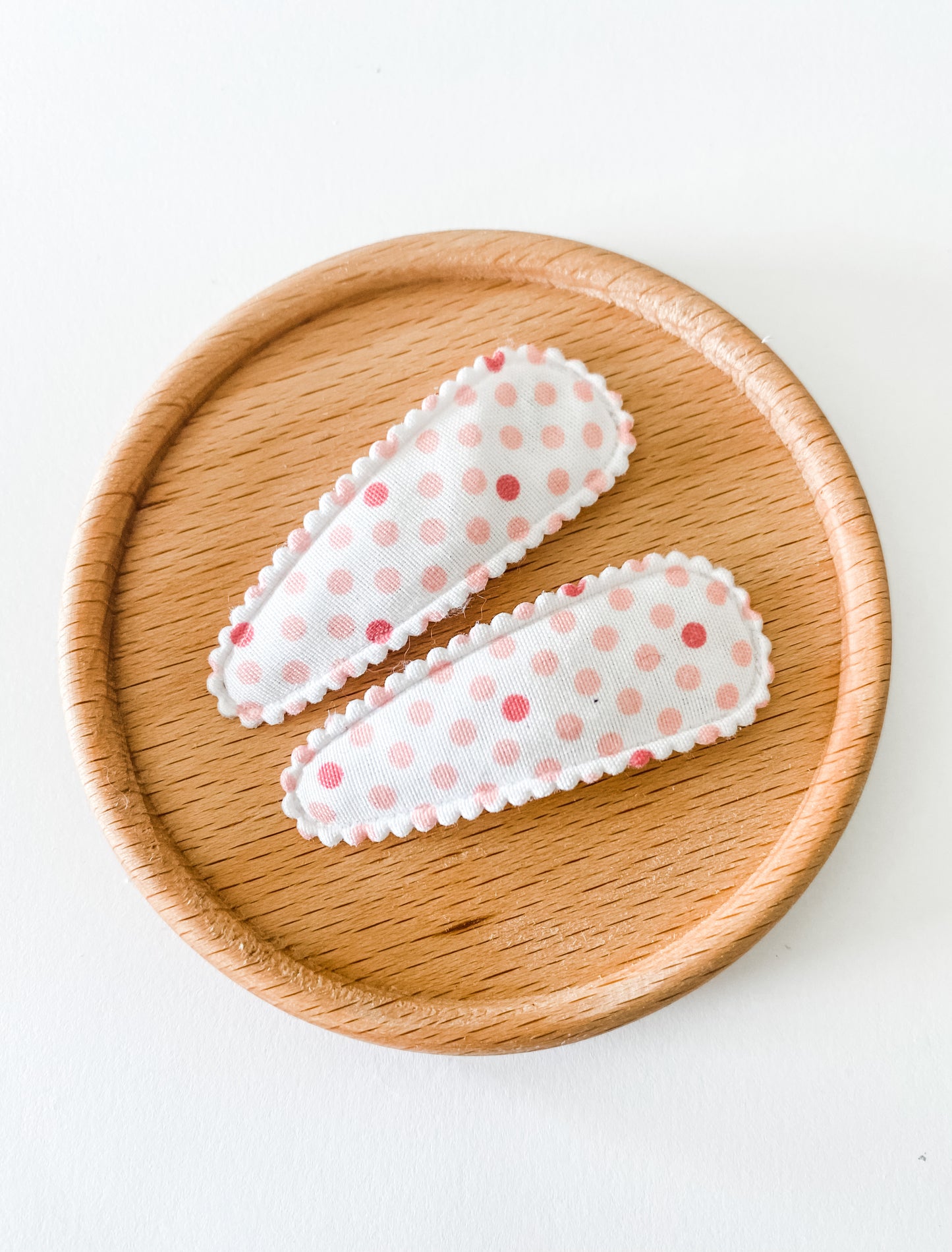 Pink Spots - Fabric Snap clip duo