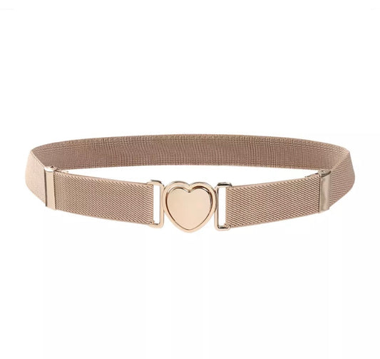 Elastic fabric adjustable belt- Heart buckle- 3 colours