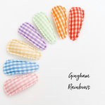 Gingham Rainbow baby clips - 7 colours to choose from