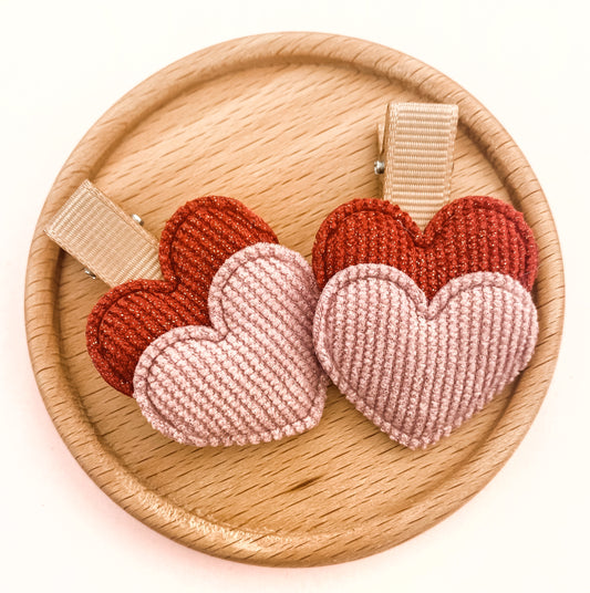 Two of hearts hair clips
