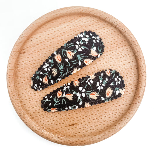 Ebony fabric snap clip duo