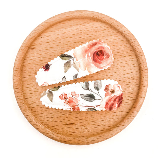 Wild Roses fabric snap clip duo