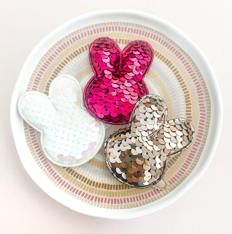 Sequin Bunny baby nonslip clip - 3 colours to choose from