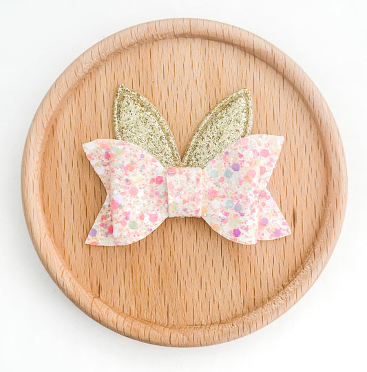 Glitter Bunny- Baby or Girls sized nonslip clip