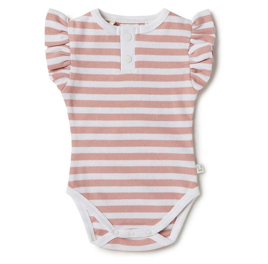 Snuggle Hunny Rose Stripe short sleeve bodysuit