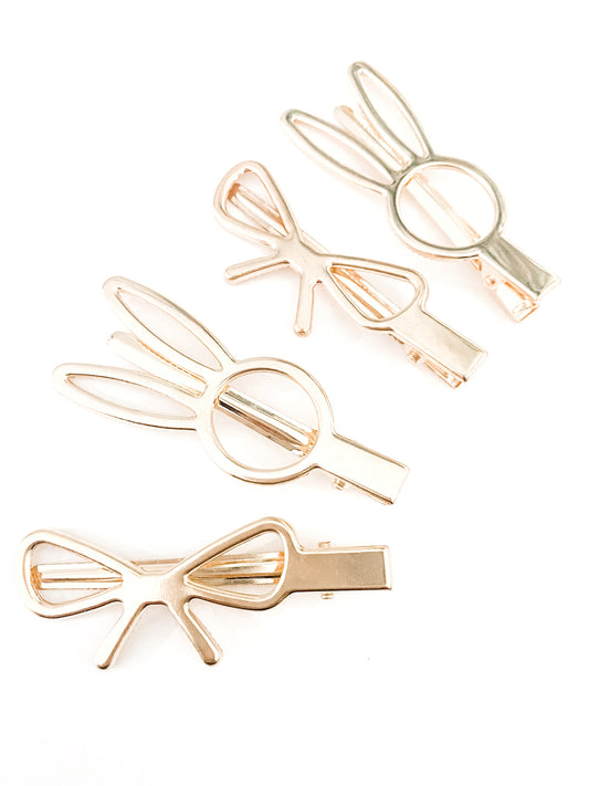 Bunny or Bow slide- limited edition gold clip.